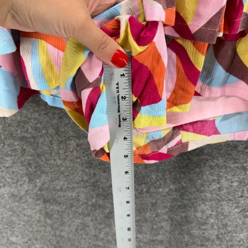 Torrid Shorts Women 4 Pink Geometric Chino Ruffle High Rise Elastic Waist Lined - Picture 6 of 9